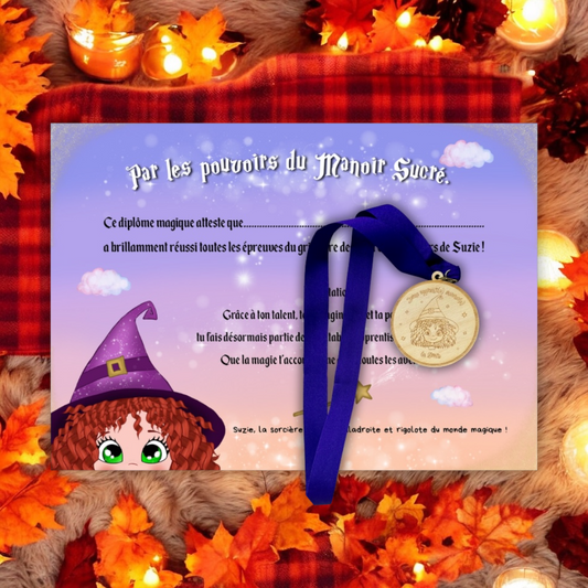 Set de Récompense Halloween – Médaille & Diplôme de Suzie la Sorcière
